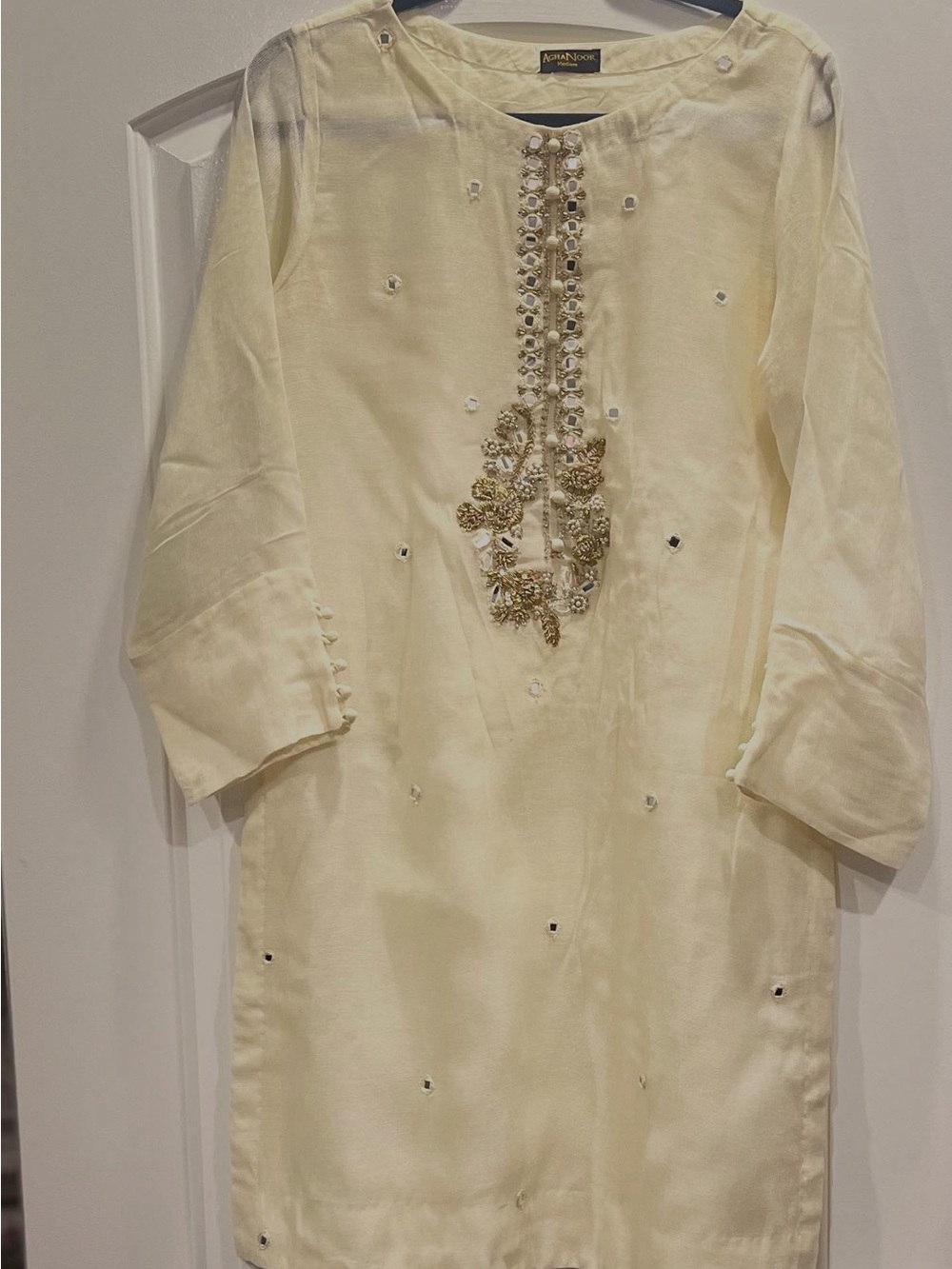 Agha Noor real mirror embellished shirt. Womens medium